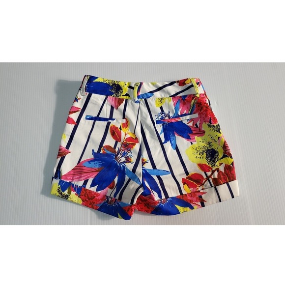 Y2K OVI Floral Striped Shorts High Waist Colorful Print Casual Summer Size S - Picture 3 of 7